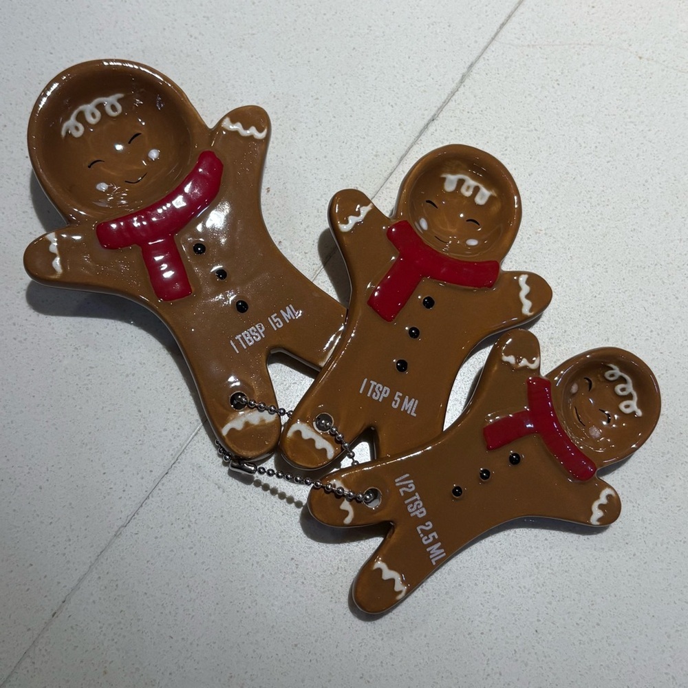 Gingerbread Man Stoneware Ceramic Measuring Spoons